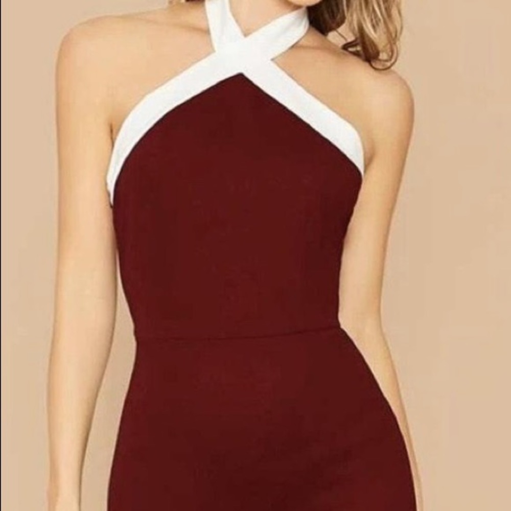 Maroon halter neck bodycon dress